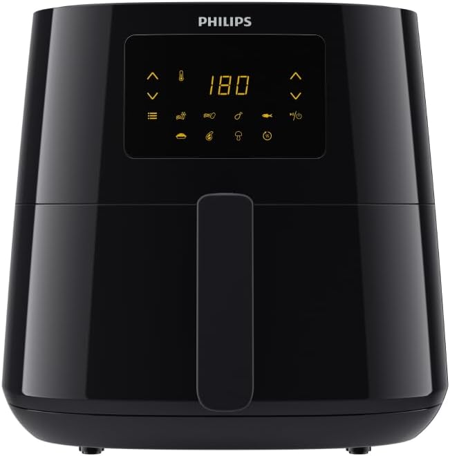 Versuni Philips Airfryer Series 3000 XL, 6.2L (1.2 kg), 14 in 1, 90% Less Fat Thanks to Rapid Air Technology, HomeID Recipe Application, Black (HD9270/90)