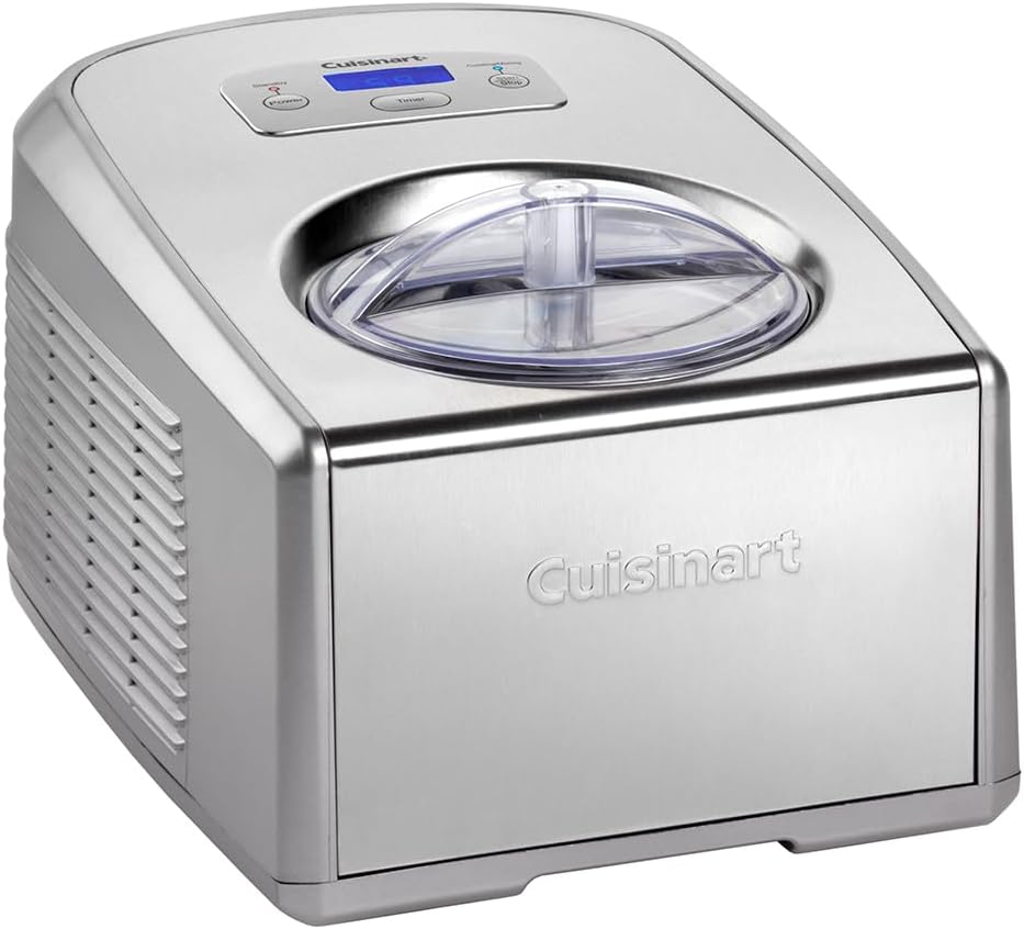 Cuisinart Sorbetière - Fait de la crème glacée, du gelato, du sorbet et du yogourt glacé en 40 minutes - Desserts maison - Facile à utiliser - Acier inoxydable - ICE100BCU