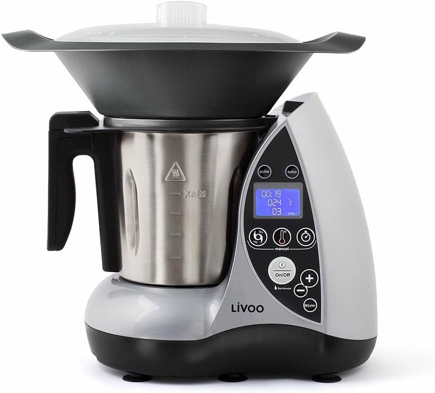 Livoo - Robot culinaire chauffant DOP142G - 12 fonctions, 3L, 12 niveaux de puissance, minuterie 60 min, 20°C à 120°C
