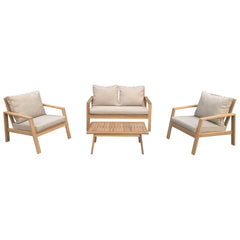 Salon de jardin en acacia 4 places GILI - coussins sable Happy Garden