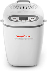 Moulinex Home Bread Baguette Machine à petits pains, 16 programmes, Résultats homogènes, Jusqu'à 1,5 kg de pain frais, Plaques croustillants, 3 niveaux de dorage OW610110, Blanc