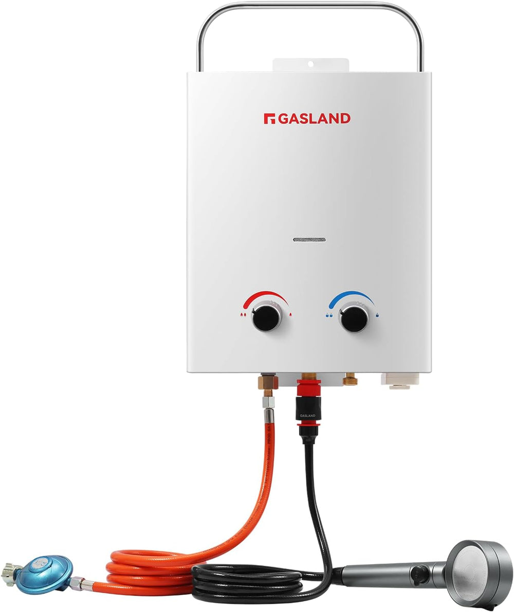 GASLAND AS132 Chauffe-eau instantané au gaz 5 l - 50 mbar - Chauffe-eau GPL - Pour camping-car, camping, douche, lavage de cheval