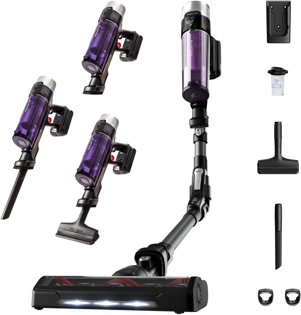 Rowenta X-Force Flex 9.60 Allergie Aspirateur balai sans fil, Filtration Anti-Allergènes, Puissant 100AW, Ultra Léger, Autonomie 45min RH2038WO, Noir / Violet