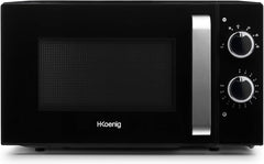 H.Koenig Four à Micro-ondes Compact Digital 20L VIO2, 700W, Plateau tournant 24,5cm, Multifonction Programmable 6 niveaux de chauffe, Décongélation et Express, Minuterie 60min, Effet mirroir noir