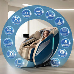 HealthRelife Fauteuil de Massage Complet du Corps avec Balayage corporel Mains robotiques 3D Housse de siège de Massage Shiatsu Intelligente avec Fonction vocale Chauffage du Dos (Bleu)