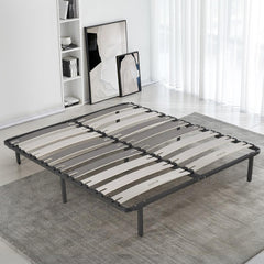 SAMPUR - Morpholattes bed base | 90 x 190 cm | 7 legs included | Grey | 25 cm high | epoxy lacquered metal frame | Extra wide slats | 5 support zones