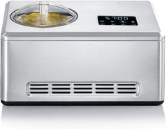 SEVERIN EZ 7405 2-in-1 Ice Cream Maker, Includes Ice Cream Container (2L) and Recipe Book, Digital Timer, Lid Open, Silver