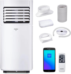 MEDION Smart Climatiseur Mobile P1002 (10000 BTU, 3-en-1, Refroidir, Déshumidification, Ventilation, jusqu'à 34m², kit de joint de fenêtre, mode sommeil, contrôle Wifi, Télécommande, Écran, MD 37733)