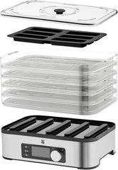 WMF KITCHENminis Dehydrator, 400 W, Stainless Steel, 5 Trays BPA Free, Programmable Dried Fruits, Vegetables, Dehydrated Mushrooms, Cereal Bars, Cromargan 0415250011