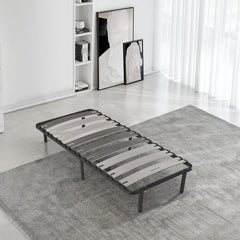 SAMPUR - Morpholattes bed base | 90 x 190 cm | 7 legs included | Grey | 25 cm high | epoxy lacquered metal frame | Extra wide slats | 5 support zones