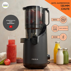 Slow Chewing, Slow Juicer, Fresh and Healthy Juice, Sorbet, Ice Cream, Mouth 75 mm, BPA Free, 240 Watts, Cold Pressure, Stainless Steel Black Fridja f1900