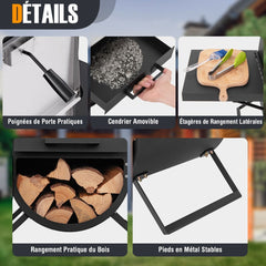 Four Pizza au Feu de Bois d'Extrieur Housse en Tissu Oxford Pierre Pizza de 31 cm Pelle Pizza Grille de Cuisson -