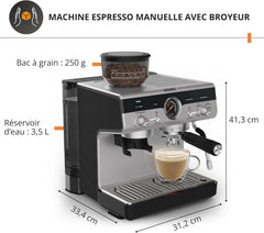 Krups Virtuoso+, Machine expresso, Machine a cafe à pompe, expresso machine a cafe moulu ou dosettes, 15 bars, Inox, Buse vapeur, Espresso et cappuccino, XP444G10