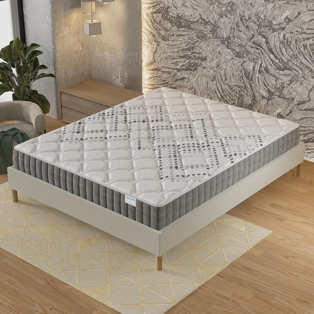 November- Matelas Eliha 120x190cm- Technologie Hybrid: Ressorts ensachés + Mousse HDensité-Épaisseur 20cm- Soutien Tonique & indépendance de Couchage- Label SANITIZED(Anti bactérien/acarien)