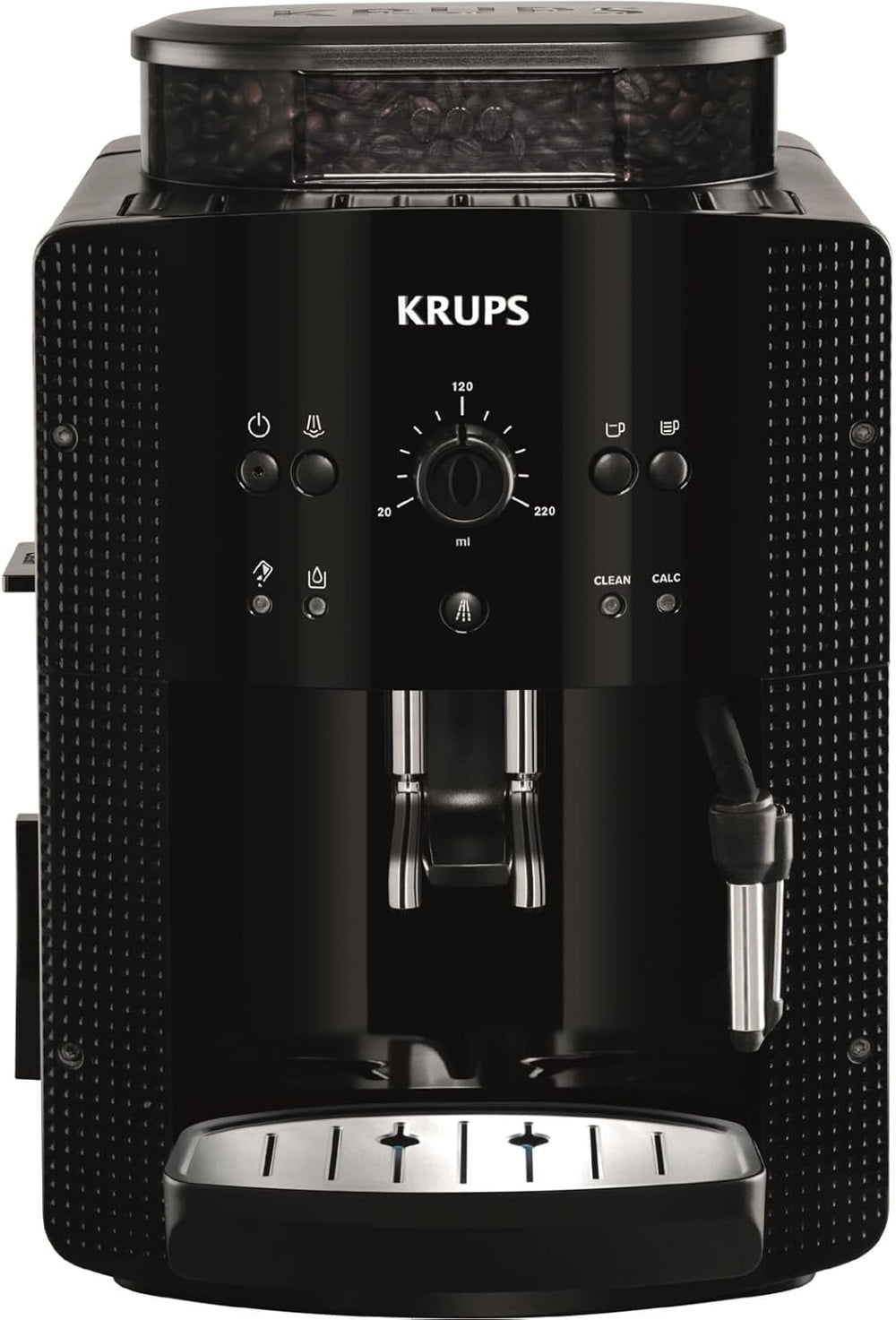 Krups EA8108 fully automatic coffee machine (automatic cleaning, 2 cup function, milk system with CappucinoPlus nozzle, 15 bar, coffee machine, espresso) black