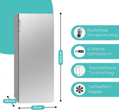 Congélateur 165L blanc Bomann GS7317-1-blanc, Volume net : 165 litres, pose libre, Éclairage intérieur à LED, Température réglable, silencieux, economique Congélateur 4 étoiles