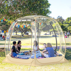Tente Bulle à Ouverture Instantanée pour 6 à 10 Personnes Tente Dôme d'Extérieur 328 x 328 cm Résistante Aux Intempéries Transparent