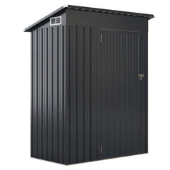 Abri de Rangement Toutes Saisons Abri à Outils Utilitaire avec Toit en Pente Porte Ouvrante Aérations Cadre en Métal Galvanisé Gris