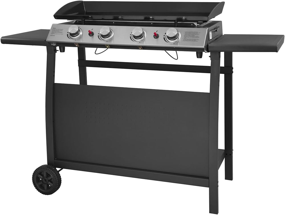 Happy Garden Plancha au gaz Valencia - 4 brûleurs 10kW + Chariot