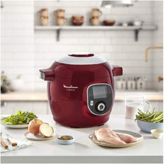 Moulinex Cookéo Smart Multicooker with 180 Pre-Programmed Recipes for up to 6 People 6 Modes of Quick and Easy Step-by-Step Cooking 1600 W Red, 6 L
