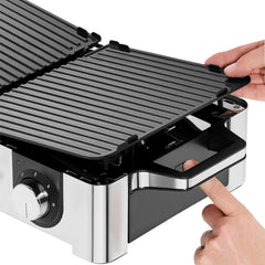 WMF Master-Grill électrique, 2400W, Grande surface 28x50cm, Revêtement antiadhésif, Plaques amovibles compatibles lave-vaisselle, Inox 18/10 Cromargan, Lono 0415280011
