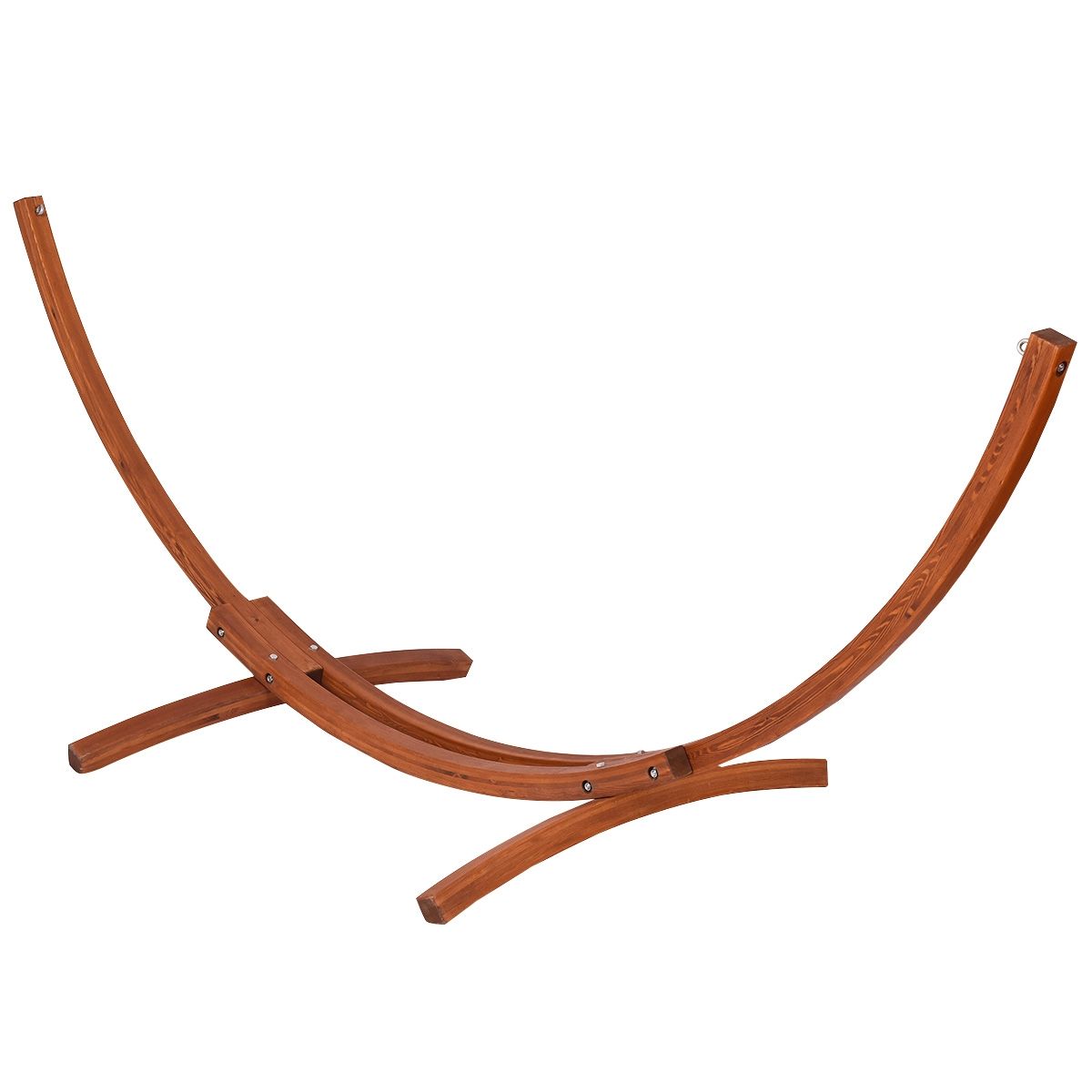 Hamac 1 Place 200x100cm avec Support en Bois de Mélèze Russe Capacité 120kg en Polyester Métal 313x115x120cm Naturel -