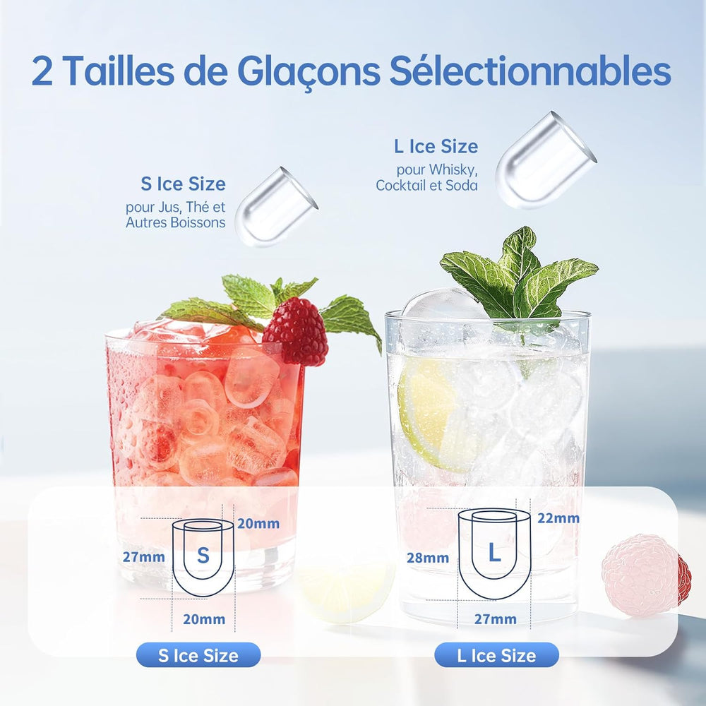 WIE Ice Maker, 12kg in 24h, Quiet Counter Top Ice Maker with Ice Scoop, Self-Cleaning and Portable Ice Maker for Home/Kitchen/Camping