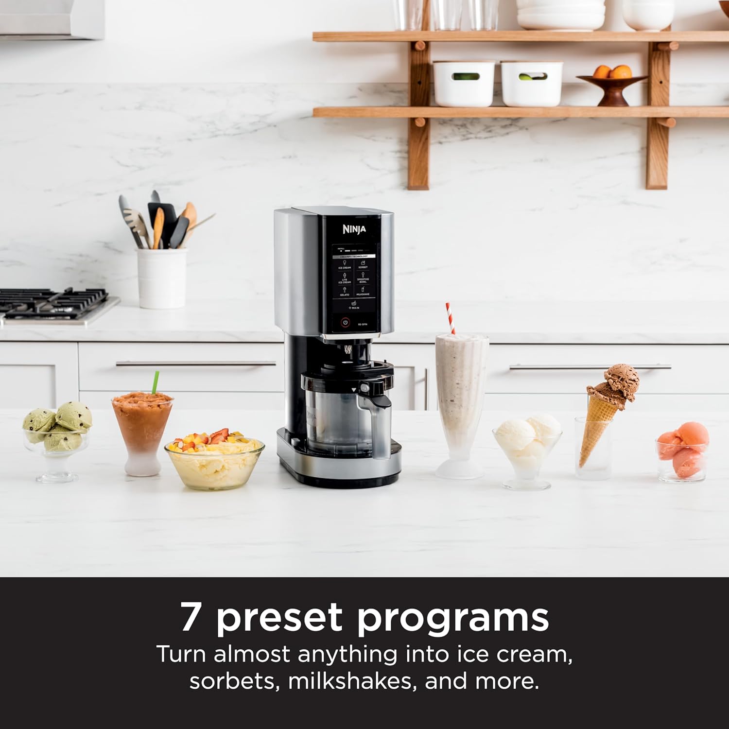 Ninja CREAMi Deluxe Ice Cream & Frozen Treat Maker for Ice Cream, Sorbet, Milkshakes, Frozen Yogurt, & More, 11-in-1, XL Capacity, Silver, Includes (2) Family-Sized 24 oz. Tubs, NC501