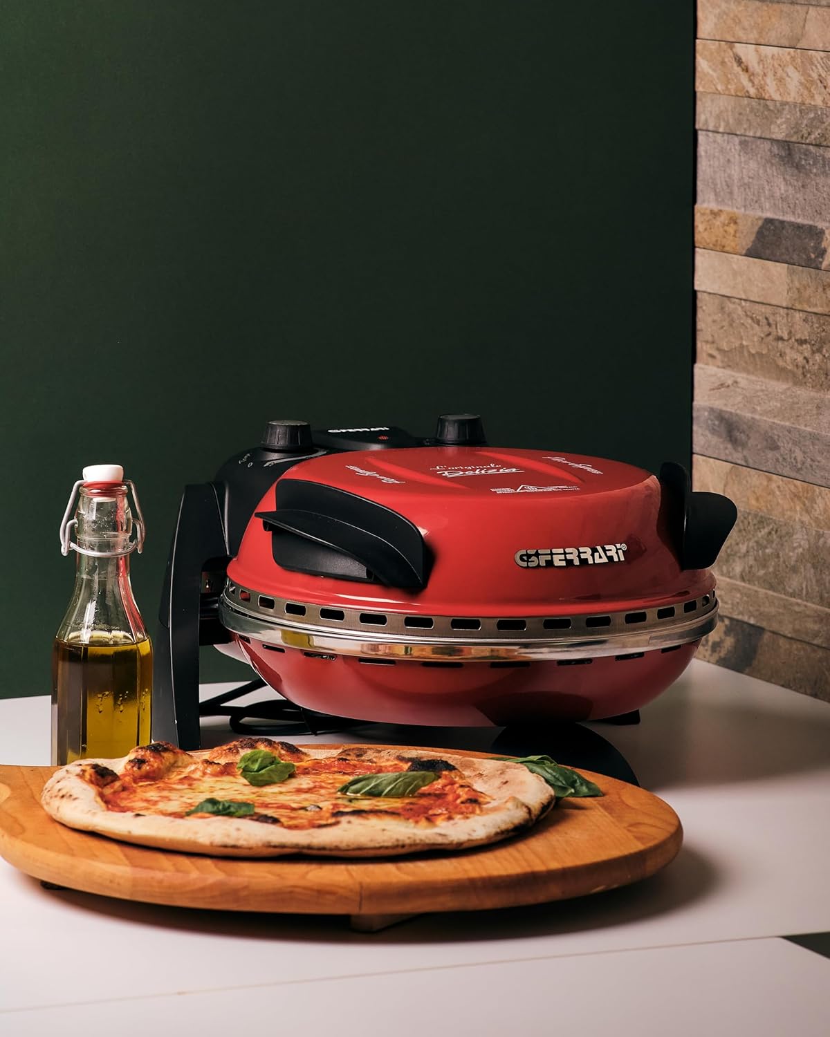 G3 Ferrari G10006 Pizza Express Delizia, 1200 W Pizza Oven, Adjustable Thermostat up to 400°C, Cooks Tasty Pizza in 5 Minutes, Double Resistance, Recipe Book and Spatulas Included - Black