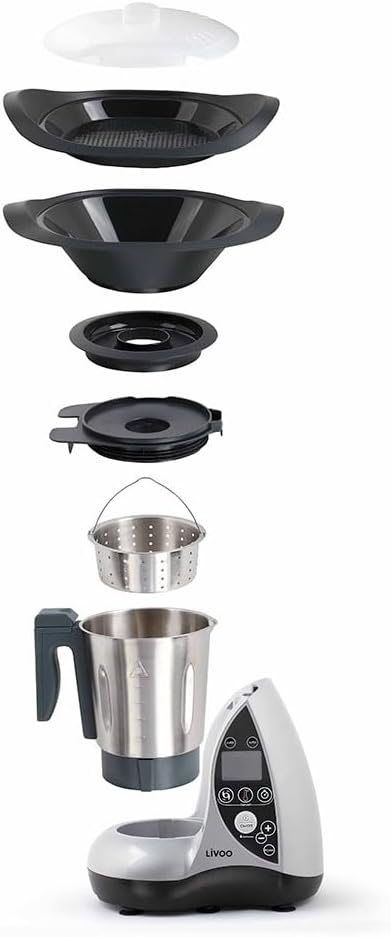 Livoo - Robot culinaire chauffant DOP142G - 12 fonctions, 3L, 12 niveaux de puissance, minuterie 60 min, 20°C à 120°C