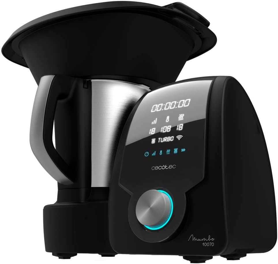 Cecotec Robot de Cuisine Mambo Black. 23 Fonctions, 10 Niveaux de Température, 1700W, 2,5 kg de Pâte, Cruche de 3,3L, 10 Vitesses, Minuterie, Température Réglable de 37 °C à 120 °C