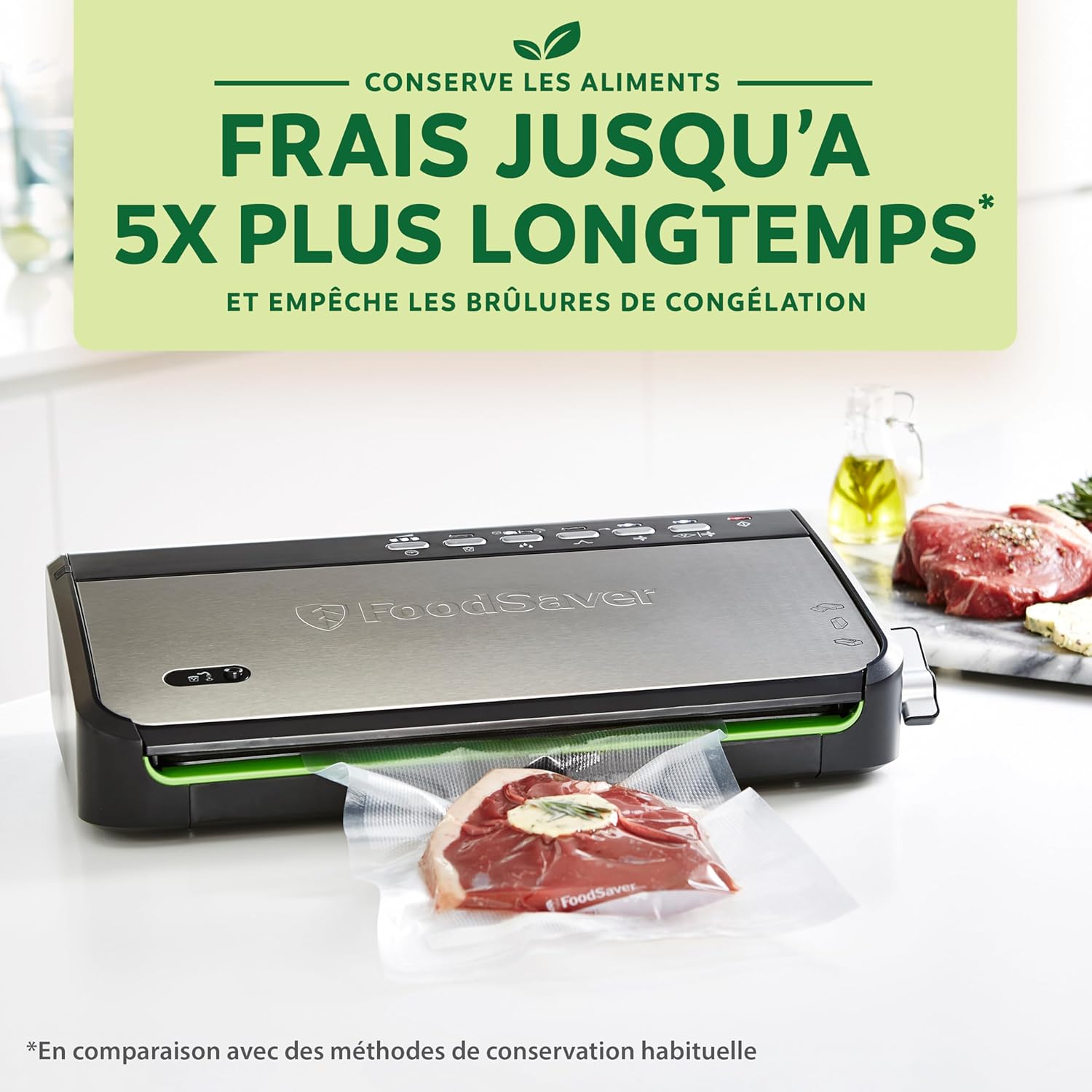 FoodSaver FFS005X Vacuum Sealer with Storage Compartment for Roll and Cutter, Pulse Function for Fragile Food, Includes Matching Accessories and Vacuum Bags
