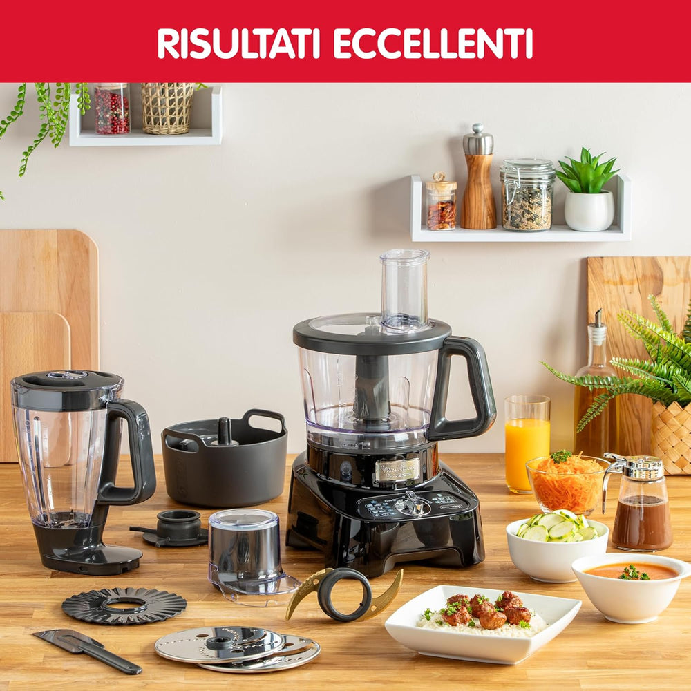 Moulinex Robot multifonction, 1000 W, 28 fonctions, Bol 3 L, Blender 2 L, Hachoir, Disques pour râper et émincer, Lames inox titanium, Robot cuisine, DoubleForce FP821811