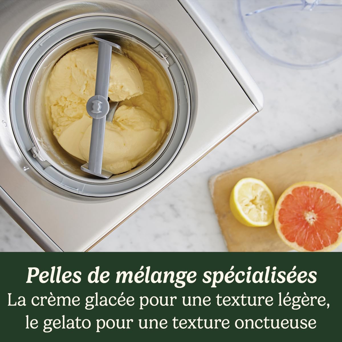 Cuisinart Sorbetière - Fait de la crème glacée, du gelato, du sorbet et du yogourt glacé en 40 minutes - Desserts maison - Facile à utiliser - Acier inoxydable - ICE100BCU