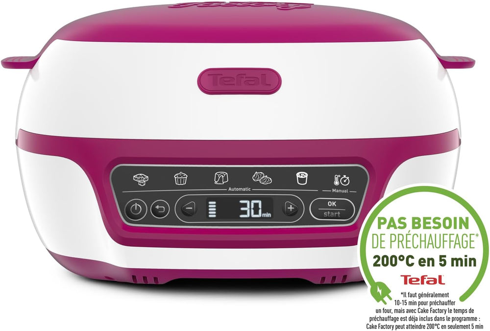 Tefal Smart Cake Machine, 5 Automatic Programs, 1 Manual Mode, 12 Mini Cake Moulds, 1 Large Mould, Compatible with CreaBake Series, Cake Factory Delights KD810112