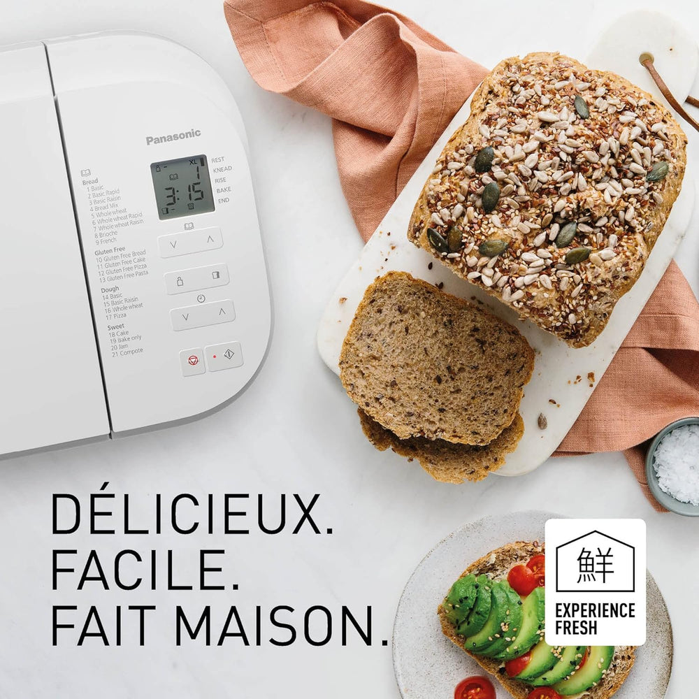 Panasonic SD-YR2550SXE Automatic Bread Maker, Raisin, Nut and Yeast Dispensers, 31 Auto Programs, Dual Temperature Sensor, 13 Hour Digital Timer, LCD Display, Silver