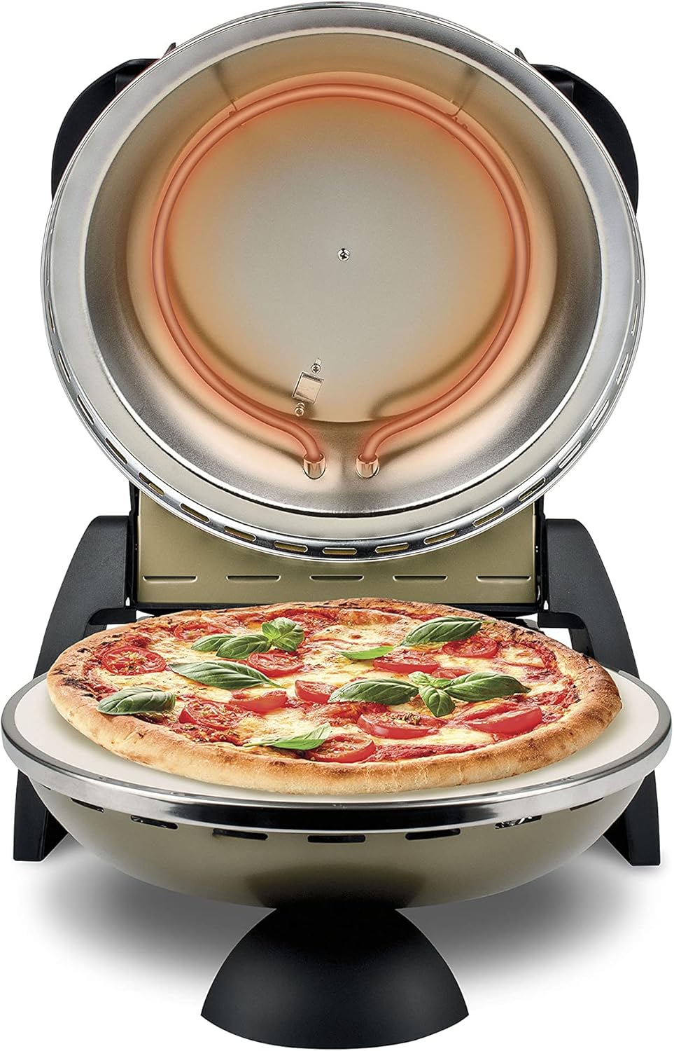 G3 Ferrari G10006 Pizza Express Delizia, 1200 W Pizza Oven, Adjustable Thermostat up to 400°C, Cooks Tasty Pizza in 5 Minutes, Double Resistance, Recipe Book and Spatulas Included - Black