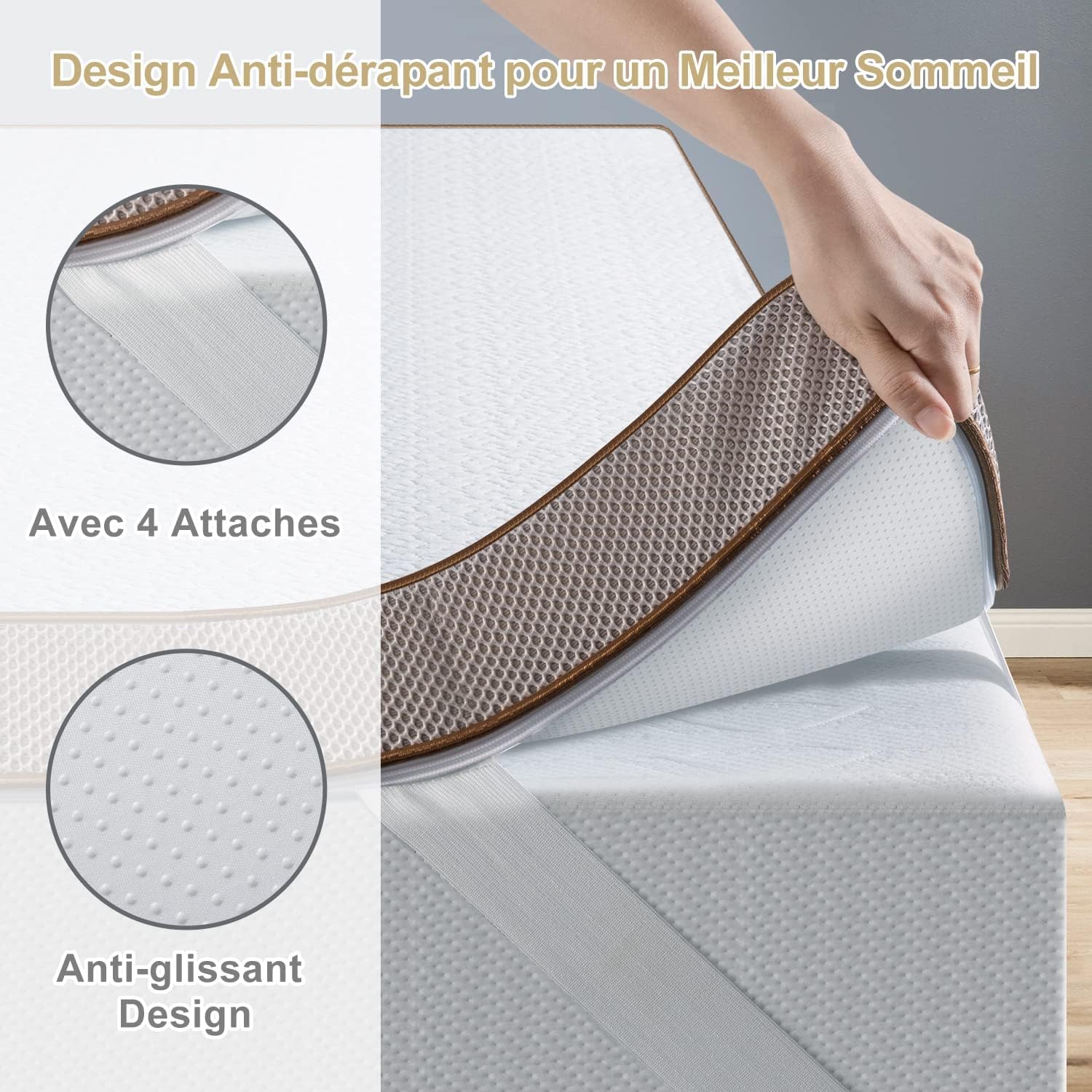 BedStory [Nouvelle Technologie] Surmatelas 160 x 200 à Mémoire de Forme de 7.5CM, Surmatelas de Haute Densité avec Gel Plus Respirant, Housse Amoivible et Lavable