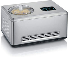 SEVERIN EZ 7405 2-in-1 Ice Cream Maker, Includes Ice Cream Container (2L) and Recipe Book, Digital Timer, Lid Open, Silver