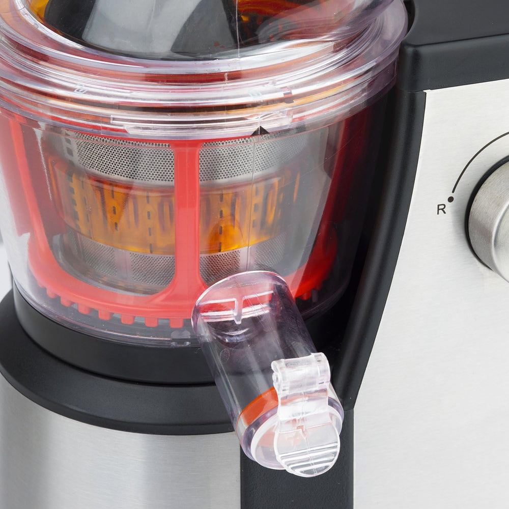 Extracteur de Jus de Fruits et Légumes vertical GSX24 H.Koenig Centrifugeuse Vitamin + sans BPA - 82 mm Large Bouche - 3 tamis pour jus fin ou épais et sorbet - Pression douce - 50 tours 400 W
