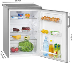 Bomann Réfrigérateur 133L blanc VS2195-1-blanc, Capacité nette : 133 litres, Éclairage intérieur à DEL, Contrôle de la température en continu, 3 clayettes en verre