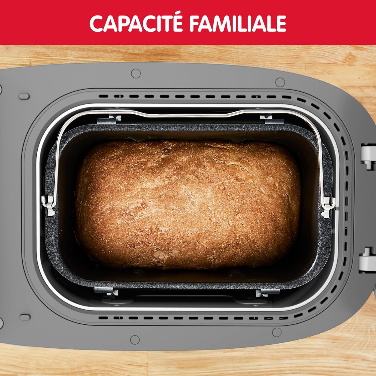 Moulinex Home Bread Baguette Machine à petits pains, 16 programmes, Résultats homogènes, Jusqu'à 1,5 kg de pain frais, Plaques croustillants, 3 niveaux de dorage OW610110, Blanc