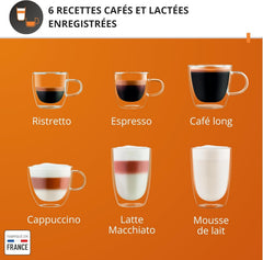Krups Sensation C50, Machine à café grains, machine expresso, 5 boissons accès direct, Interface tactile, Facile à utiliser, Nettoyage automatique, Buse vapeur Cappuccino, Fabriqué en France EA910810