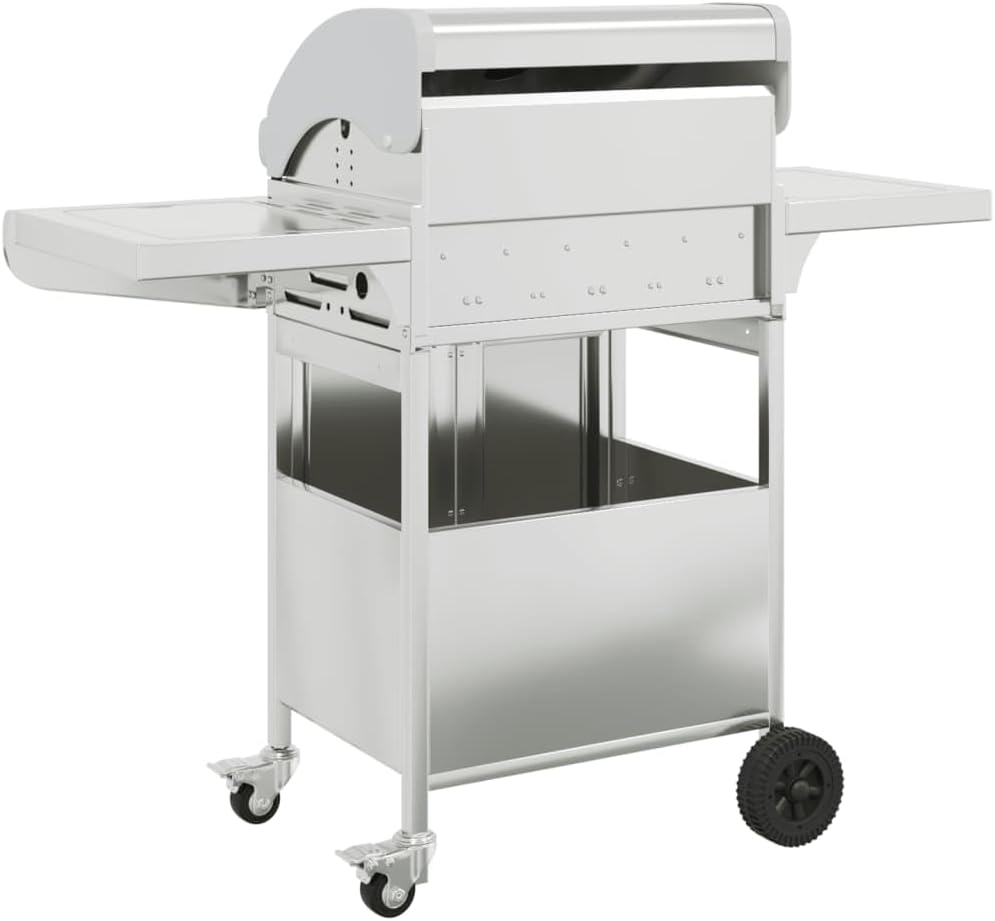 Furniture Select-Barbecue à gaz avec 4 brûleurs en acier inoxydable Argenté
