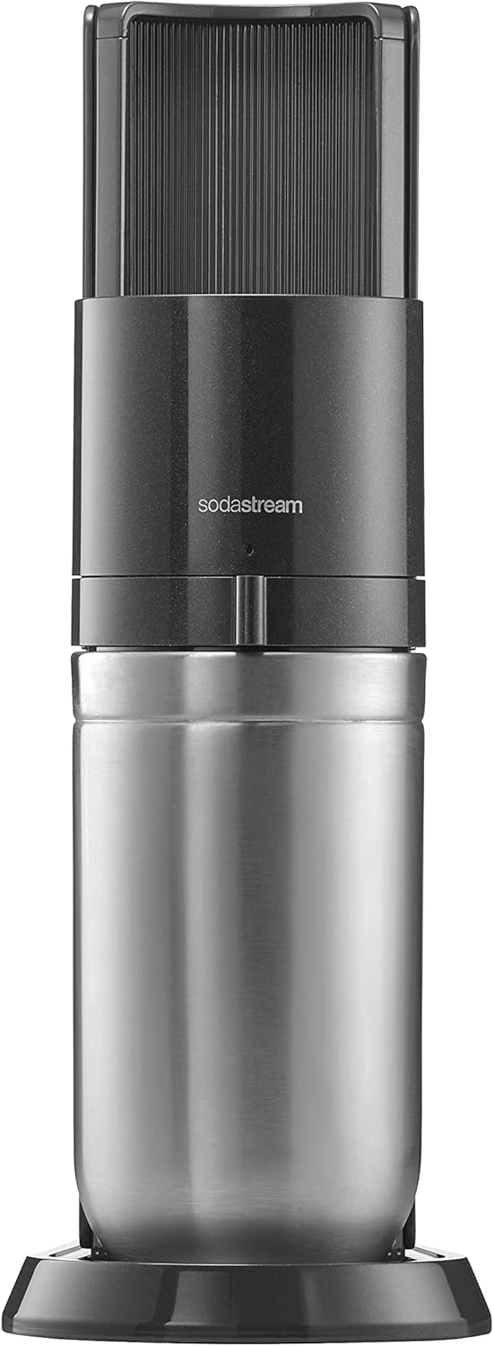 SodaStream Duo Sparkling Water Machine for Glass Jug | Pack of 2 Glass Jugs 1L + 1 Bottle 1L Dishwasher Safe + 1 60L Gas Refill Clip On | Black [Amazon Exclusive]
