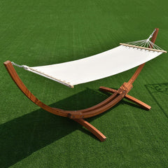 Hamac 1 Place 200x100cm avec Support en Bois de Mélèze Russe Capacité 120kg en Polyester Métal 313x115x120cm Naturel -