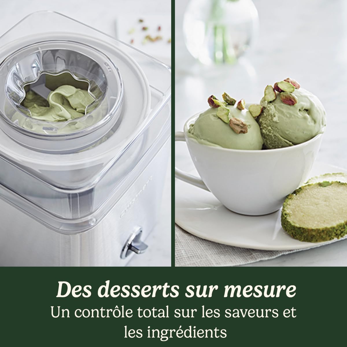 Cuisinart Sorbetière - Fait de la crème glacée, du gelato, du sorbet et du yogourt glacé en 40 minutes - Desserts maison - Facile à utiliser - Acier inoxydable - ICE100BCU