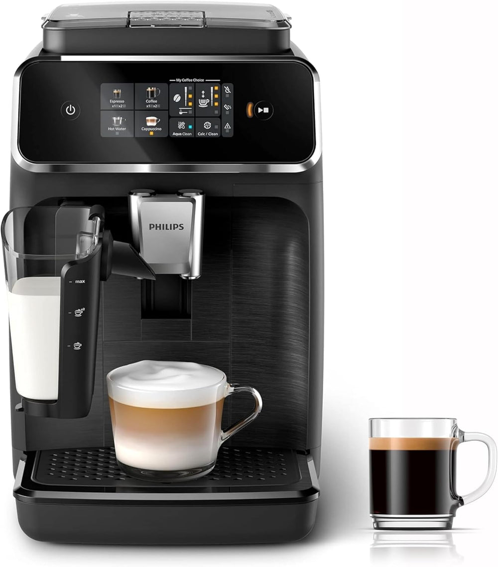 Philips Série 2200 Machine Expresso Automatique - 2 Boissons, Mousseur à Lait Classique, Écran Tactile, Broyeur Céramique, Aroma Seal, Noir Mat (EP2220/10)