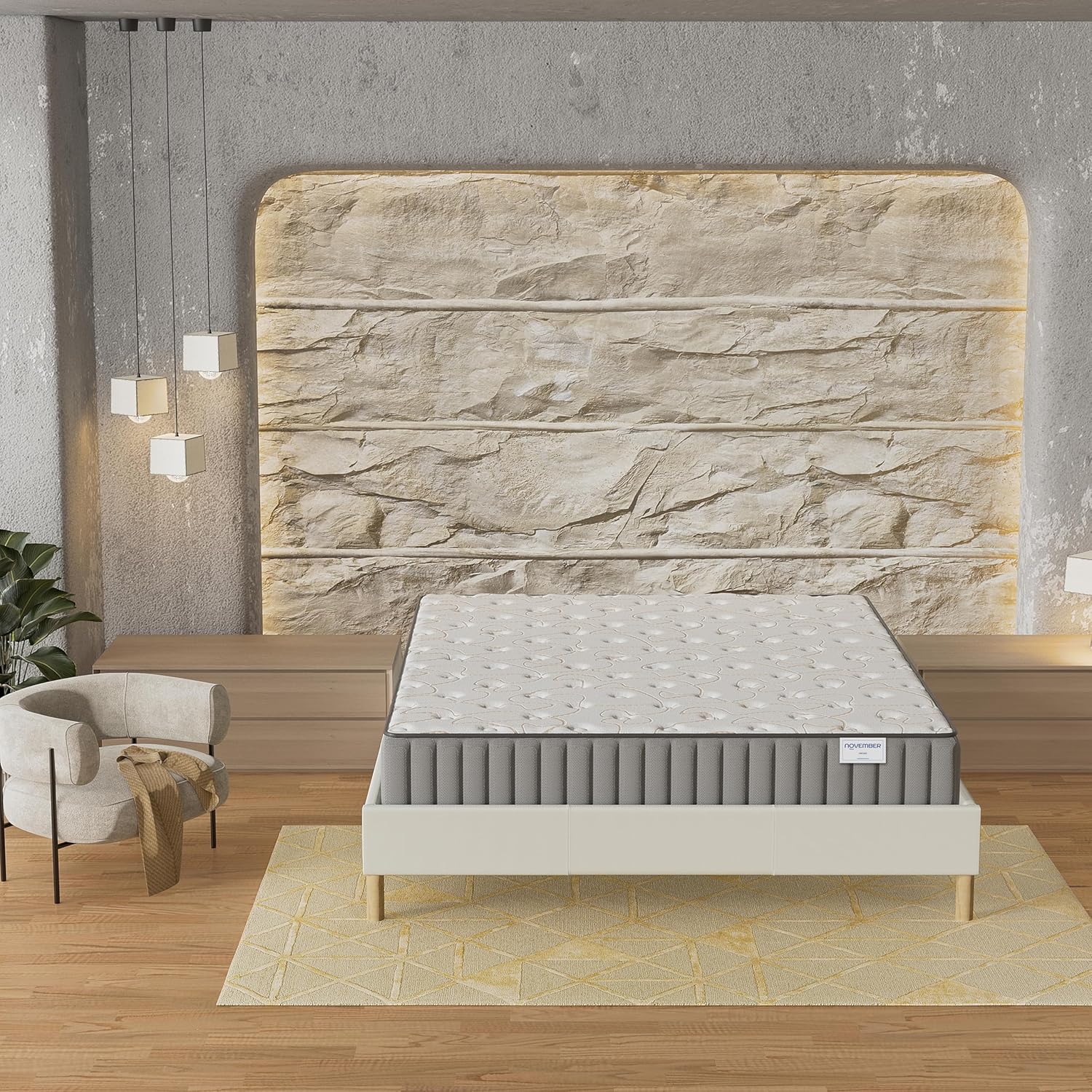 NOVEMBER - Orionis Mattress 120 x 190 cm - Hybrid Technology: HDensity Foam + Memory Foam - Thickness 22 cm - Toning & Wrap Support - Sanitized Label (Anti-Bacterial/Dust Mite)
