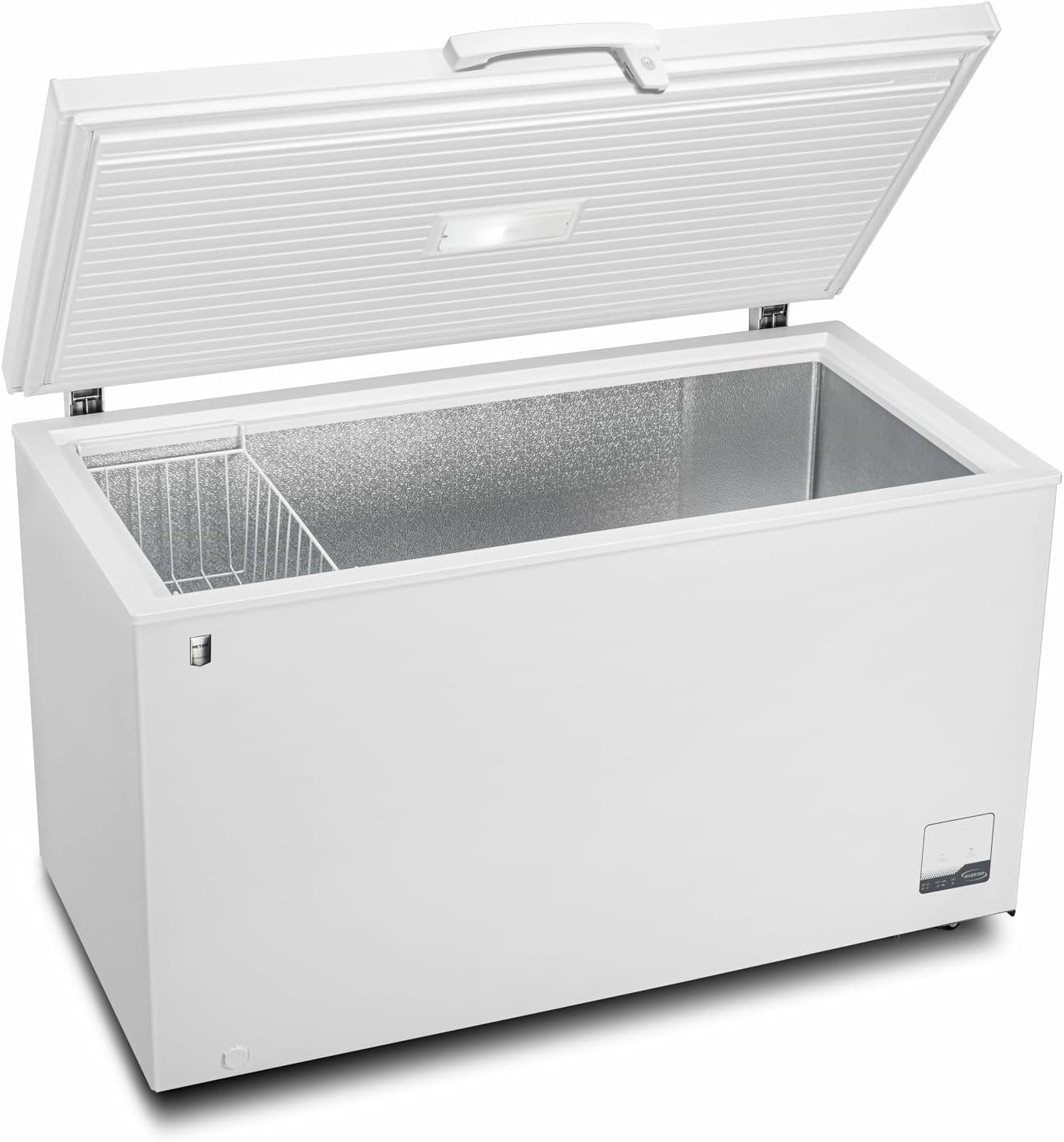 METRO Professional Congélateur bahut GHF2700S, acier, 188 x 73.5 x 94.5 cm, 700 L, 125 W, 3 paniers, éclairage LED, avec serrure, blanc/gris